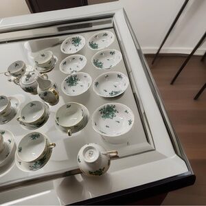 VINTAGE THOMAS ROSENTHAL BONE CHINA BAVARIA TEA CUP SAUCER SETS Green FLOWERS 🔥🔥